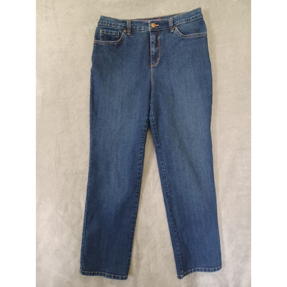 Gloria Vanderbilt Amanda Jeans Sz 10P x 26 Straight Leg Dark Wash Blue Stretch